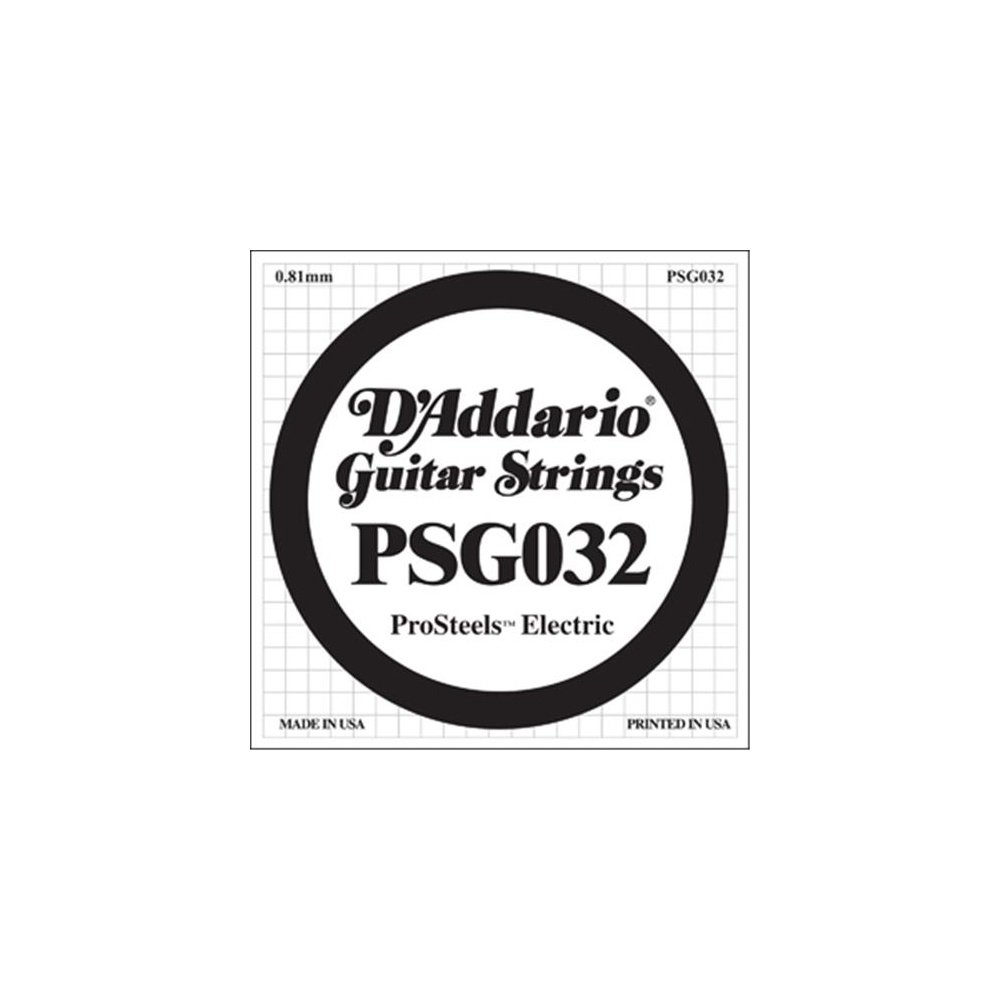 D'Addario PSG032 ProSteels Electric Guitar Single String, 032