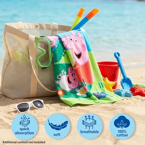 Image of Get Trend Peppa Pig Bath Towels with Hood for Girls, Soft Absorbent Cotton Beach Towel, Swimming Pool Hooded Poncho, Shower Bath Travel Cozy for Girls Ages 2-6 (Multi Peppa)