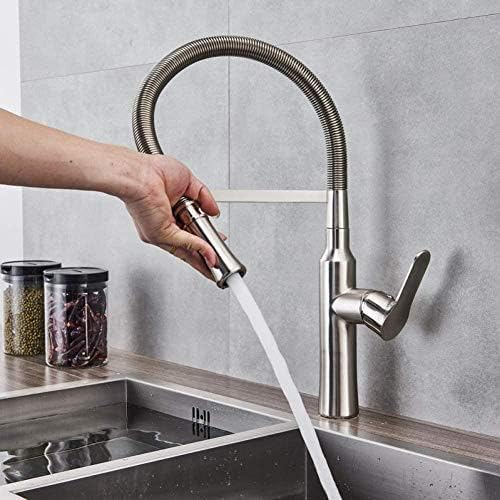 Robinet de cuisine mitigeur évier douchette flexible tirette bec pivotant eau chaude froide