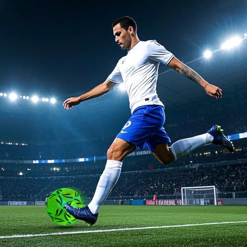 Fouvin Leuchtender Fußball Größe 5, Leder Fußball mit Pumpe