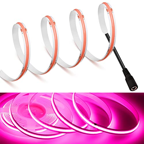 Image of MDee】COB LED Strip Lights Pink 8.2ft /2.5m DC Powered DC12V Flexible LED Tape Lights with DC Connector CRI 90+ 800LM /m 320LEDs /m for Indoor and Outdoor Decor(Pink8.2ft /2.5m)