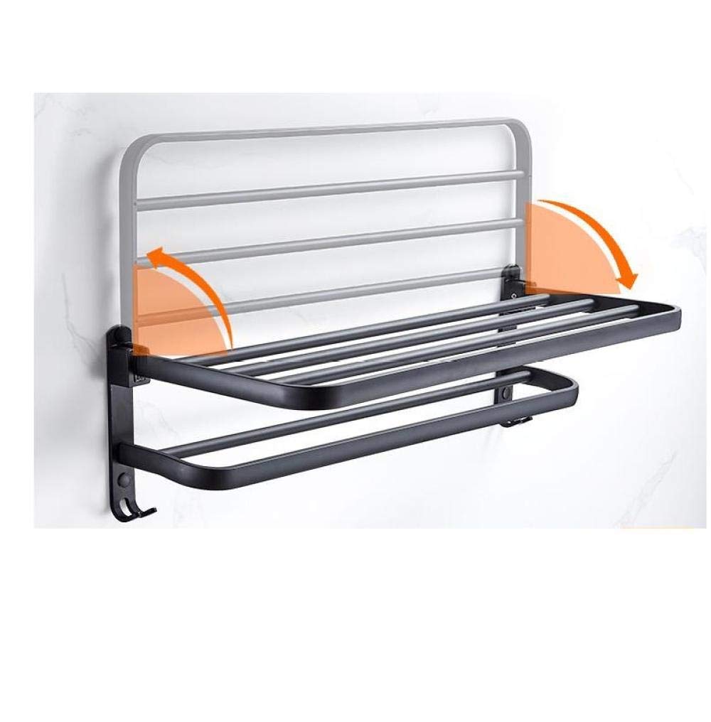Porte-serviettes de salle de bains haut de gamme noir en space aluminium de 50cm