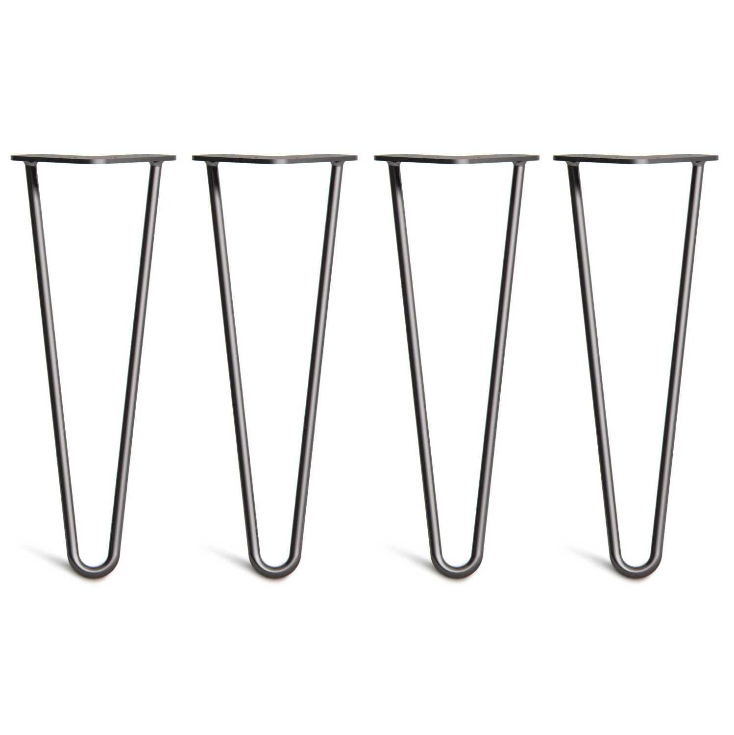 [HLC] 4 x Hairpin Table Legs – Superior Double Weld Steel Construction With Screws, Build Guide & Protector Feet Worth £8 Included! – 10mm Steel [14"/35cm,Black]