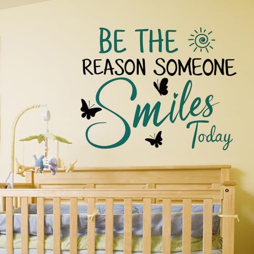 SUPERDANT 1 hoja Be the Reason Someone Smiles Today - Pegatinas de pared de vinilo para dormitorio, sala de estar, decoración del hogar, aproximadamente 35 x 28 cm