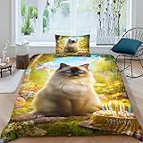 chaton siamois birman 🌸 Super microfibre : Fabriqué en microfibre 100% tissée serrée et brossée, il aide à garantir une plus longue durabilité dans le temps et une meilleure résistance à la décoloration et aux taches par rapport au coton, la microfibre Michorinee est plus douce, plus légère et plus durable que les draps en coton à haute teneur en fils.