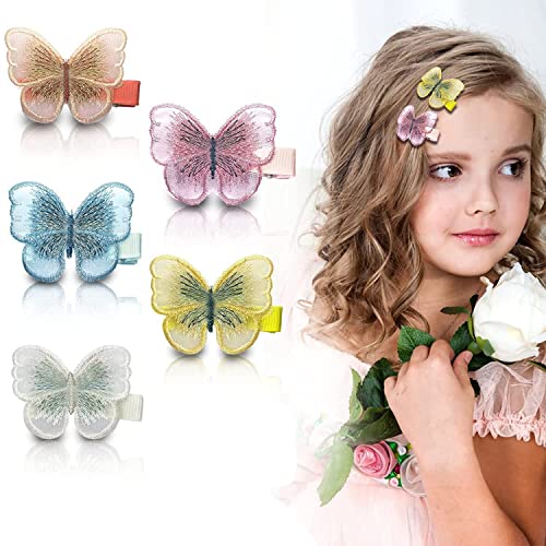 Hire 5pc Fabric Butterfly Hair clips | Hairpin | Hairgrip | Korean Hair Clips | Fashion Hair Accessories Set For Girls & Women (Multicolor)