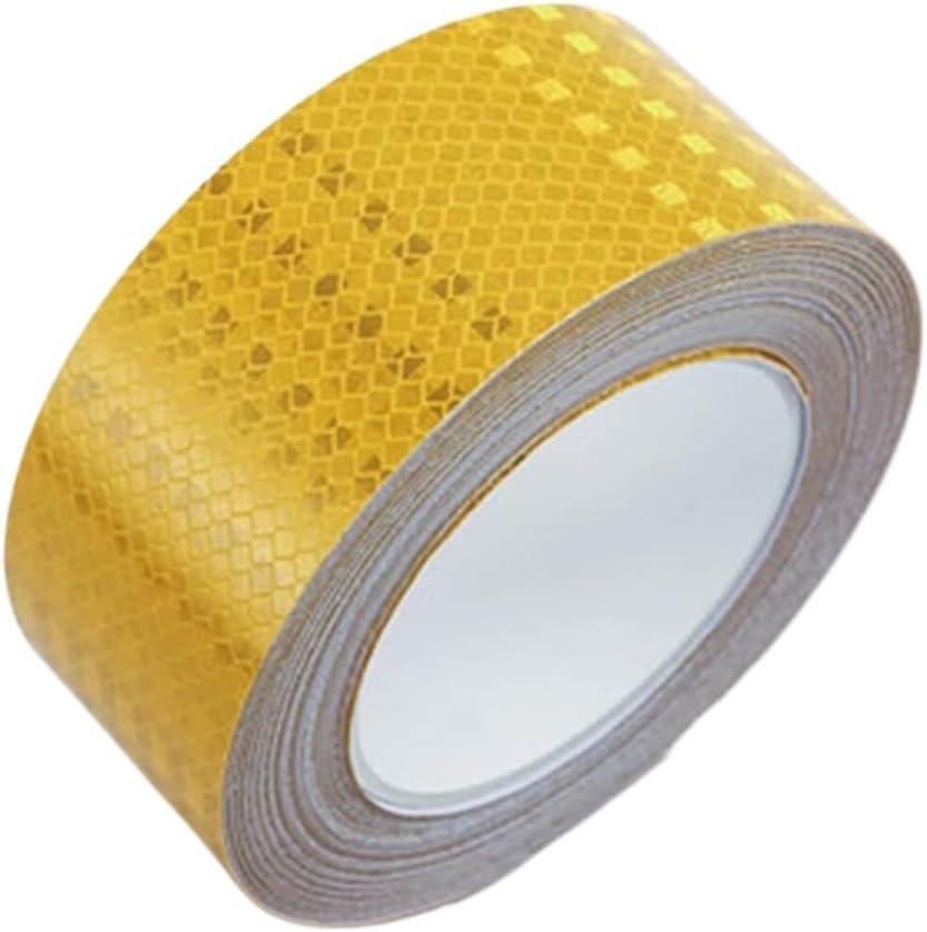 Caution Tape, 2 Inch X65 Feet Reflective Tape,Warning Safety Adhesive Tape,Outdoor Conspicuity Tape Waterproof Highly Visible,Reflective Tape for Trailers, Cars, Trucks(Light Yellow)