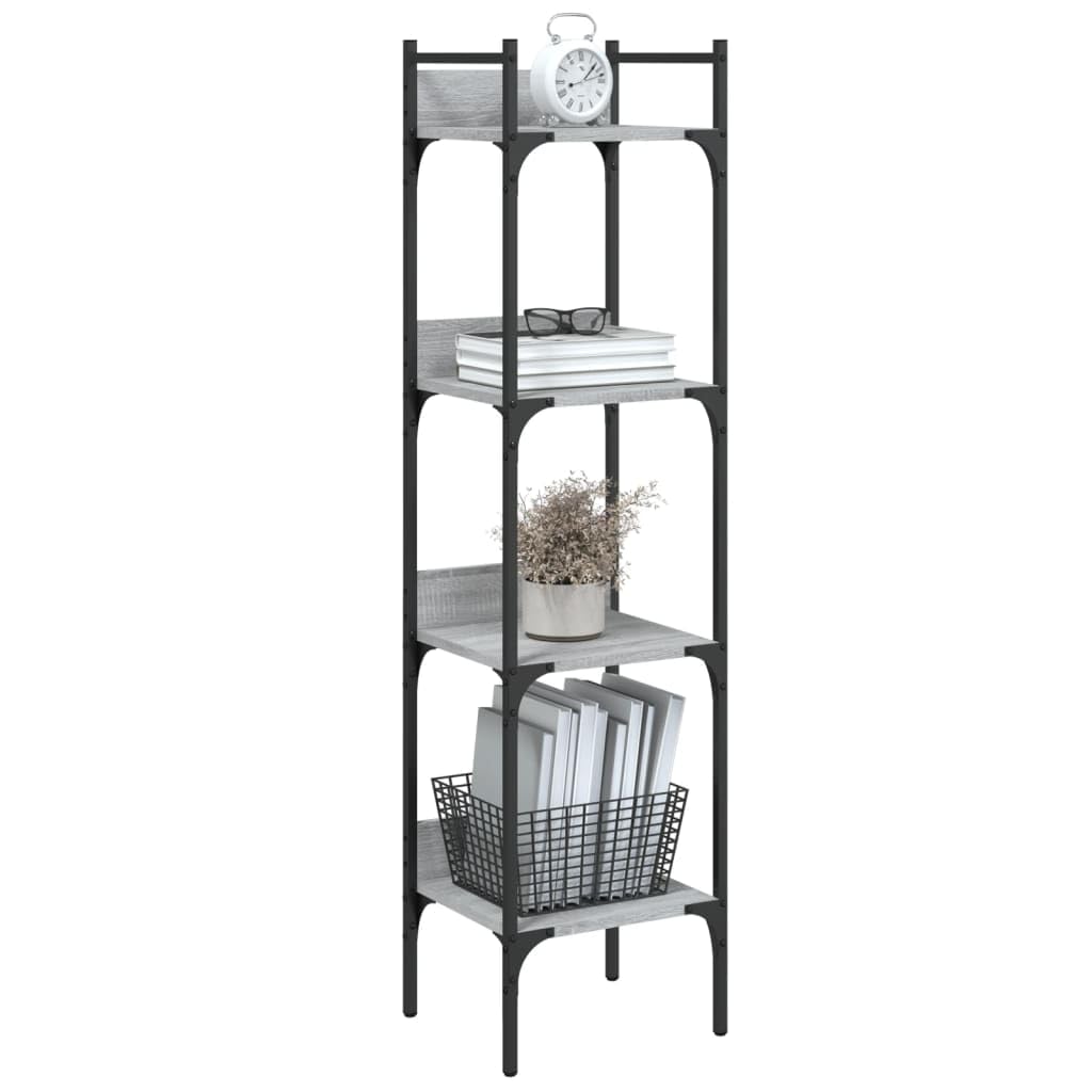 Libreria a 4 ripiani, grigio Sonoma, 35 x 30 x 138,5 cm, in legno, per soggiorno, ufficio, camera da letto, corridoio, decorazione