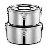 Klee 2 pc Stainless Steel Food Storage Container Set With Lids - Easy Clean, Smell-Proof, Airtight &
