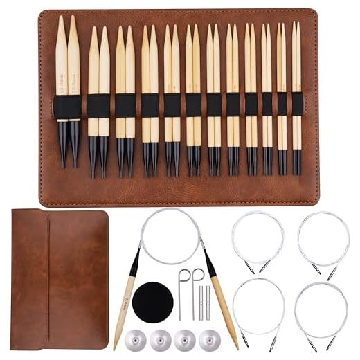 4.9inch Interchangeable Bamboo Circular Knitting Needles Set with Case