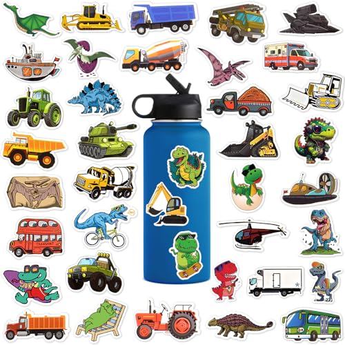 100pcs Stickers for Boys Kids Cute Dinosaur Stickers Truck Stickers for Water Bottles Boys Vinyl Stickers Bulk