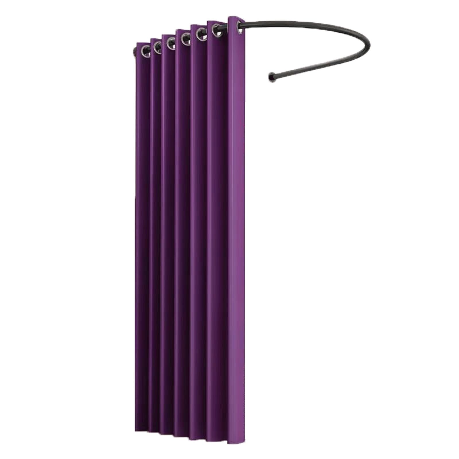 Cabine d'essayage en U 100x95cm avec rideau occultant lila pour magasin