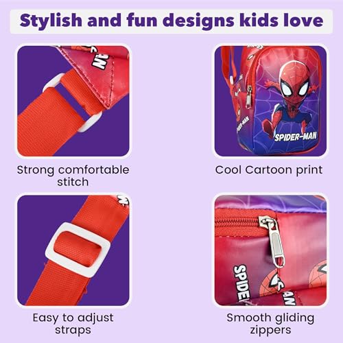 Image of Kids Space Theme Crossbody Chest Sling Bag, Navy Blue with Astronaut Print, Adjustable Strap, 17x13x6.5 cm, Perfect for School and Picnics