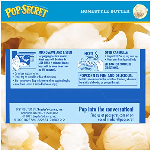 Pop Secret Microwave Popcorn, Homestyle Butter Flavor, 3.2 Oz Sharing Bags, 3 Ct #TOP5