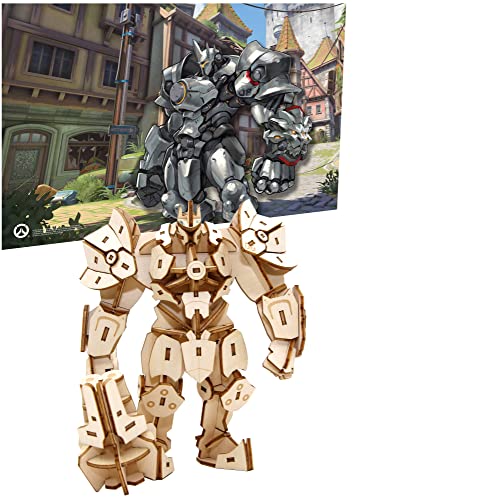 Overwatch Reinhardt 3D Wood Puzzle & Model Figure Kit (139 Pcs) w/Exclusive Poster - Build & Paint 3-D Video Game Replica Toy, No Glue Required - Gift for Kids, Teens, Adults (12+)