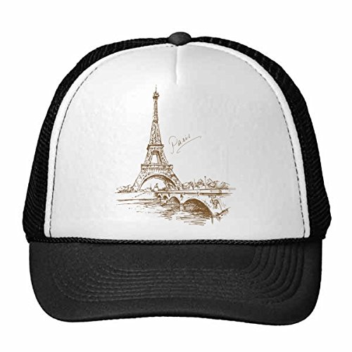 Casquette de camionneur Tour Eiffel pour enfants en nylon réglable multicolore