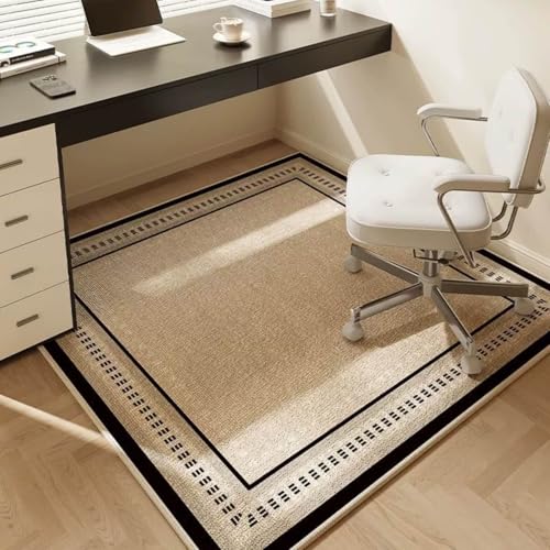 Surwin Floor Mat for Office Chair, Hardwood Floor Mat Rectangle Square Anti-Scratch Thick Office Chair Matt Rug with Non-Slip Rubber Bottom Under Desk Carpet Protector (Khaki Color,100x120cm)