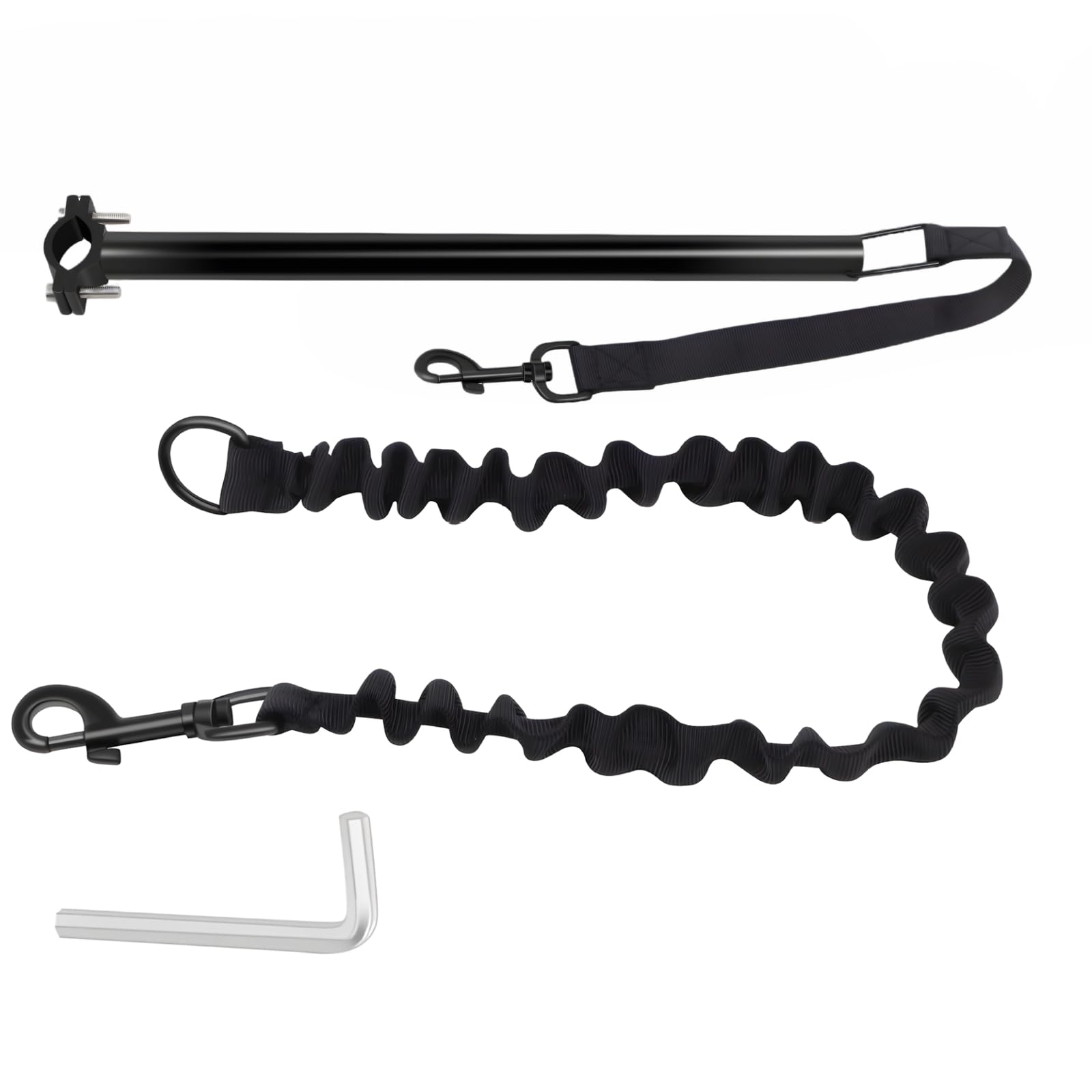 Accesorio para correa de bicicleta para perro, ejercitador de bicicleta manos libres con varilla de metal de 43 cm, correa elástica para bicicleta, flexible de 48,8 a 65 pulgadas de extensión de 124 a