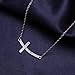 1/10 Ct Natural Diamond Sideways Cross Pendant Necklace in 14k Rose Gold Over Sterling Silver