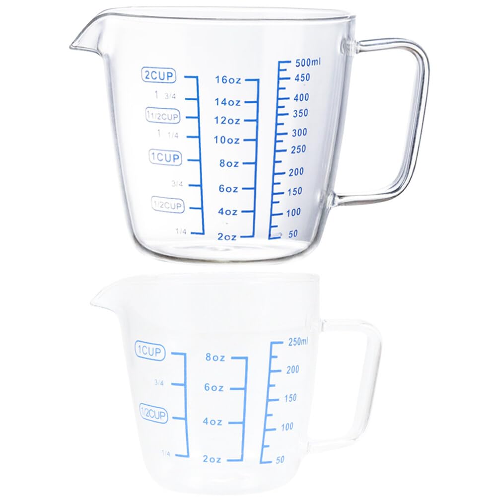UPKOCH 2pièces Verre Doseur Tasse à Mesurer Verre pour Pâtisserie Cuisine Mélange Précis avec Graduation Claire