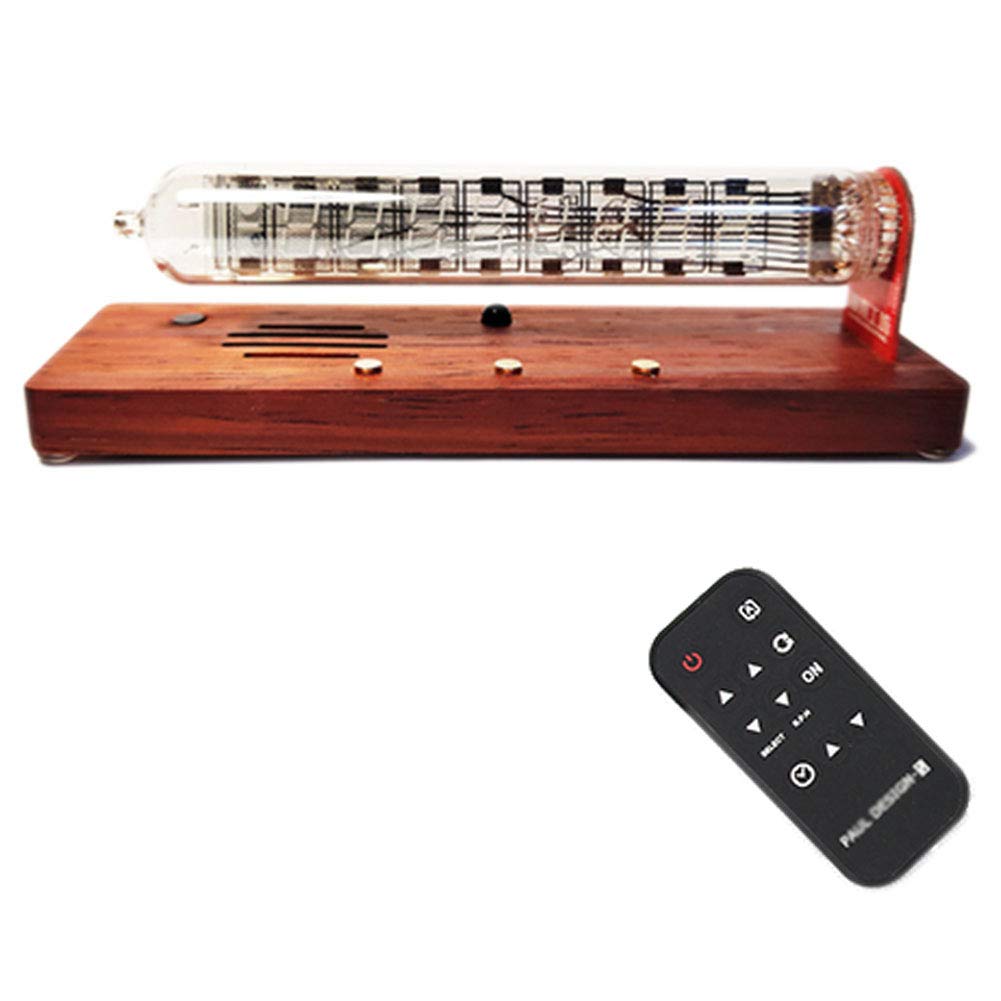 Regalos Personalizados, Reloj de Escritorio con Tubo de vacío, Sensor de luz de Tubo Fluorescente con Reloj LED, Reloj de Tubo Nixie con Carcasa de Madera Maciza Toque el