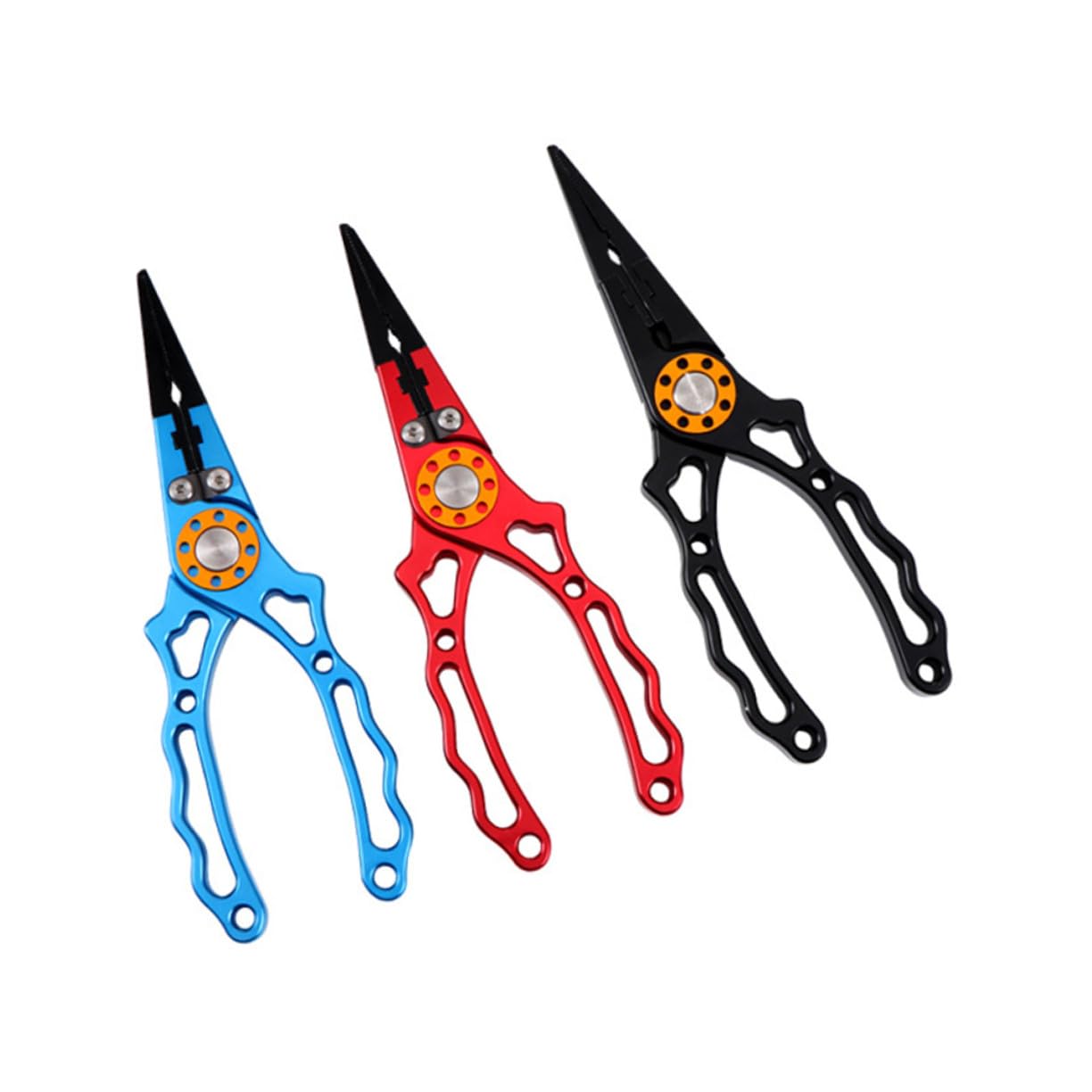 Pinza da Pesca Multifunzione in Lega di Alluminio, Rosso | Taglio Filo e Cambio Amo, con Laccio da Pesca, Custodia in Nylon Inclusa
