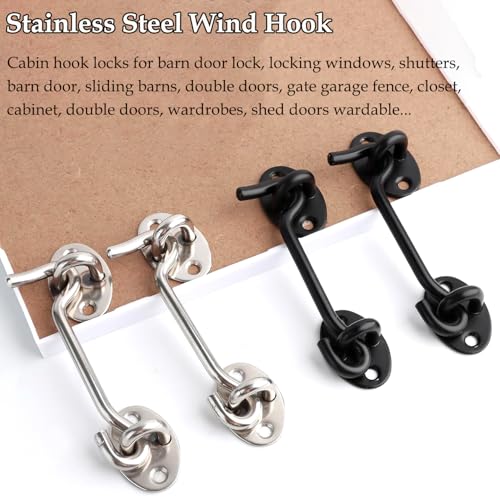 ZiYuya Hook and Eye Latch, Stainless Steel Gate Hook Cabin Hook Lock, Hook Eye Latch Door Lock Hook Lock Latch for Wooden Gates Window Brace Gate Door Catch (Silver, 1 Pack, 10 Inch) - Image 2