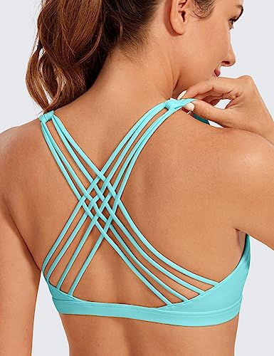 Image of CRZ YOGA Naked Feeling Strappy Sports Bras for Women - Criss Cross Back Wireless Padded Cami Yoga Workout Top
