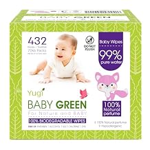 Biodegradable Baby Wipes Natural Perfume Pack 6 Packs of 72 432 99% Pure Water Plastic Free Moist Newborn Diaper Wipes, Wet Wipe for Babies & Adults Sensitive Skin