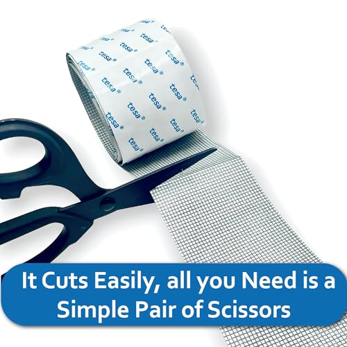 Glasfaserklebeband zur Reparatur von Fliegengittern und anderen Grillelementen,Insektenschutz, Fliegengitterrolle mit Tesa Premium Klebekante - schnelle Reparatur von Rissen (50 mm x 1 m)