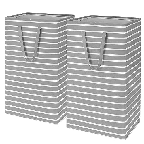 Image of Goodpick 90L Laundry Basket Organizer 2-Pack Large Tall Laundry Hampers Storage Baskets for Organizing Dirty Clothes Hampers for Baby Laundry Towels Blanket Basket in Bathroom, Bedroom, Dorm, Grey
