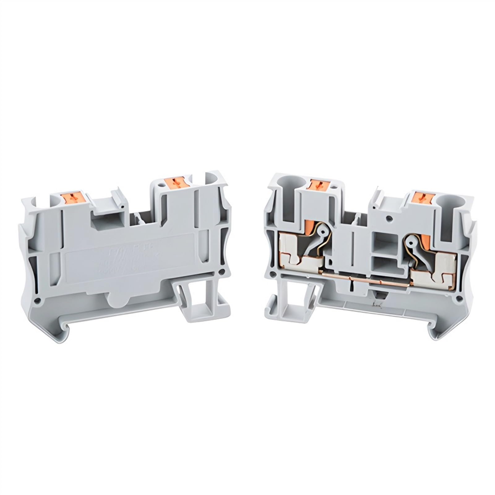 10Pcs PT-6 Din Rail Terminal Block Connectors Push in Spring Screwless Feed Through PT6 Wire Connector Conductor(Blue)
