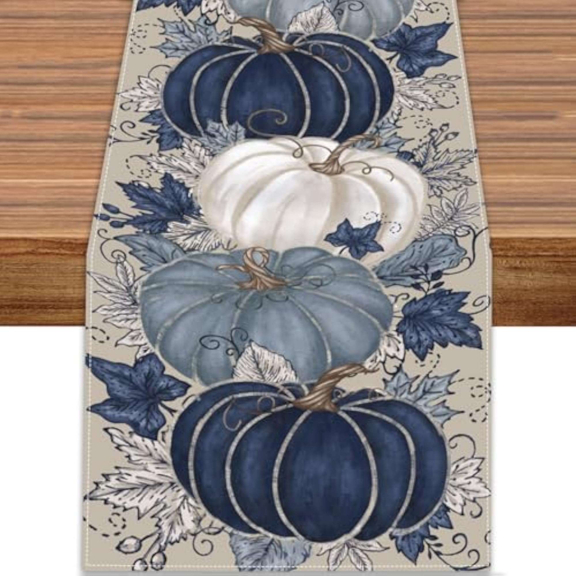 Pumpkins Leaves Fall Table Runner