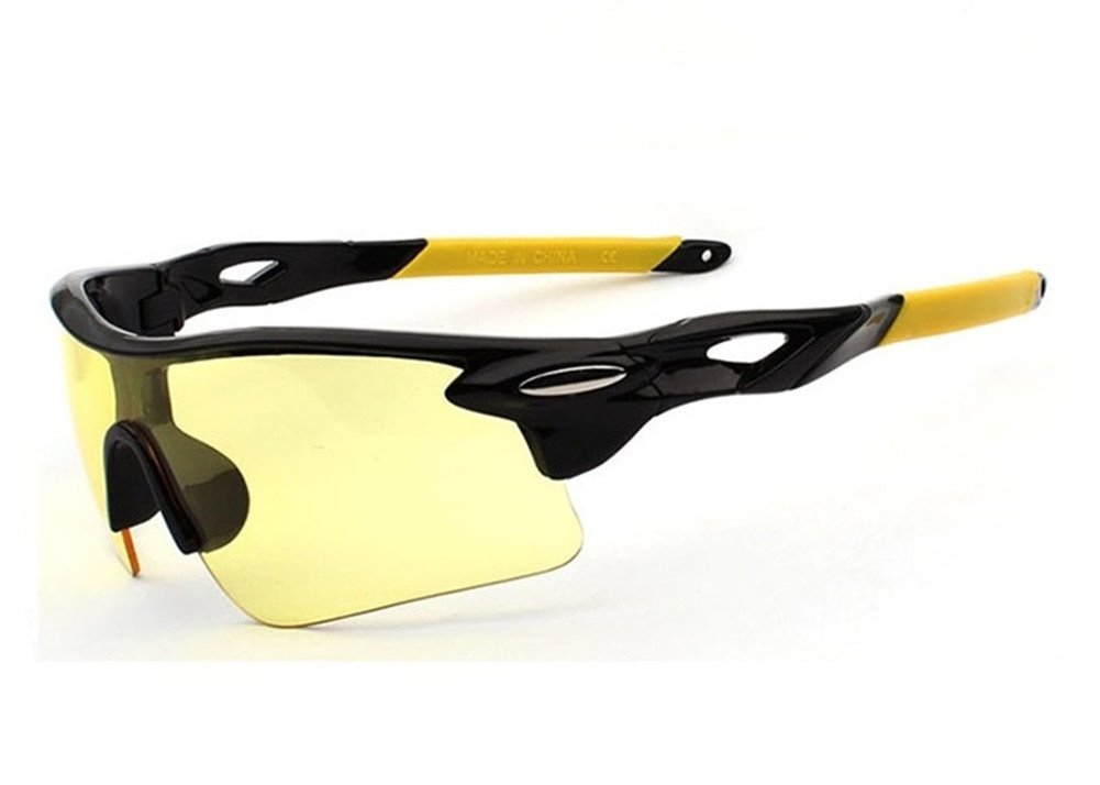 Men's HD Night View Driving Glasses Polarized Anti-Glare Rain Day Night Vision Cycling Nighttime/Day Sunglasses (Black/Yellow81)