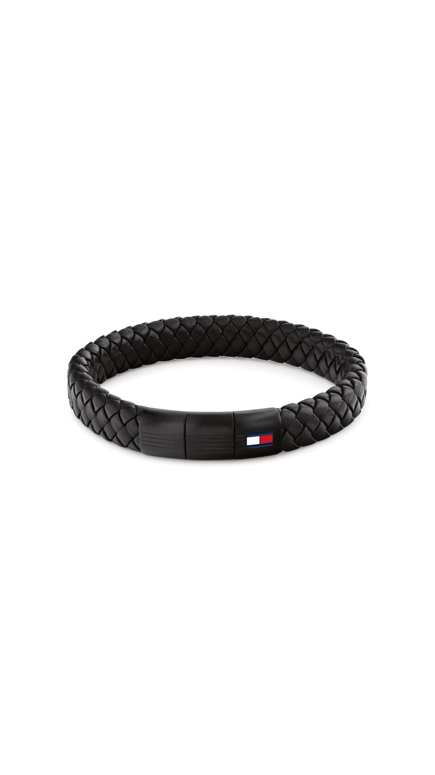 Tommy Hilfiger Men's Round Braided Leather Bracelet - Black