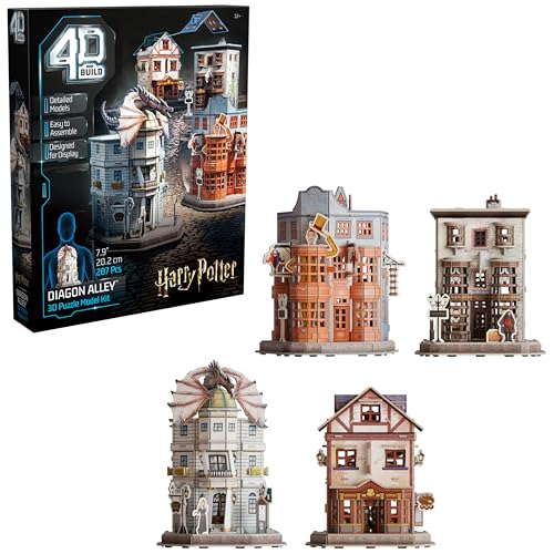4D Build, Harry Potter Diagon Alley 3D Model Kit with 4 Buildings, Harry Potter Collectibles & Desk...
