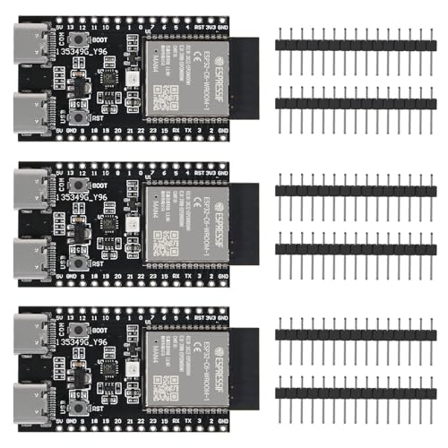 3Pcs ESP32-C6-WROOM-1 ESP32-C6 ESP32-C6-WROOM-1-N4 Development Board ESP32-C6-DevKitM-1 Dual Core Type-C Board MCU Module Integrates Complete Wi-Fi and BLE for Internet of Things