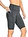 CRZ YOGA Donna Pantaloncini da Motociclista Shorts da Yoga Allenamento Calzamaglia da Corsa con Tasche -25 cm Stampa Leopardo 1 40