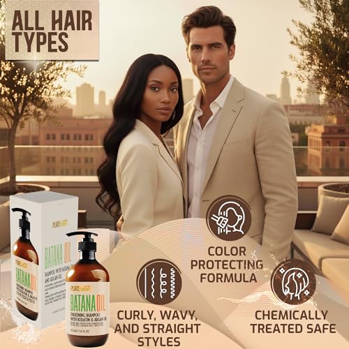 Image of Batana Oil Shampoo - Sulfate Free Thickening Formula - Paraben Free Volumizing Shampoo for Thinning, Fine Hair - Professional Volume Boosting Salon Care for Women and Men with Thin Hair - 16 Fl Oz