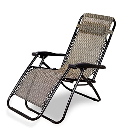 Image of STAR WORK Zero Gravity Chair, Lawn Chair Recliner Lounge, Portable Camping Folding Beach Chair with Removable Pillow (Brown Texture)
