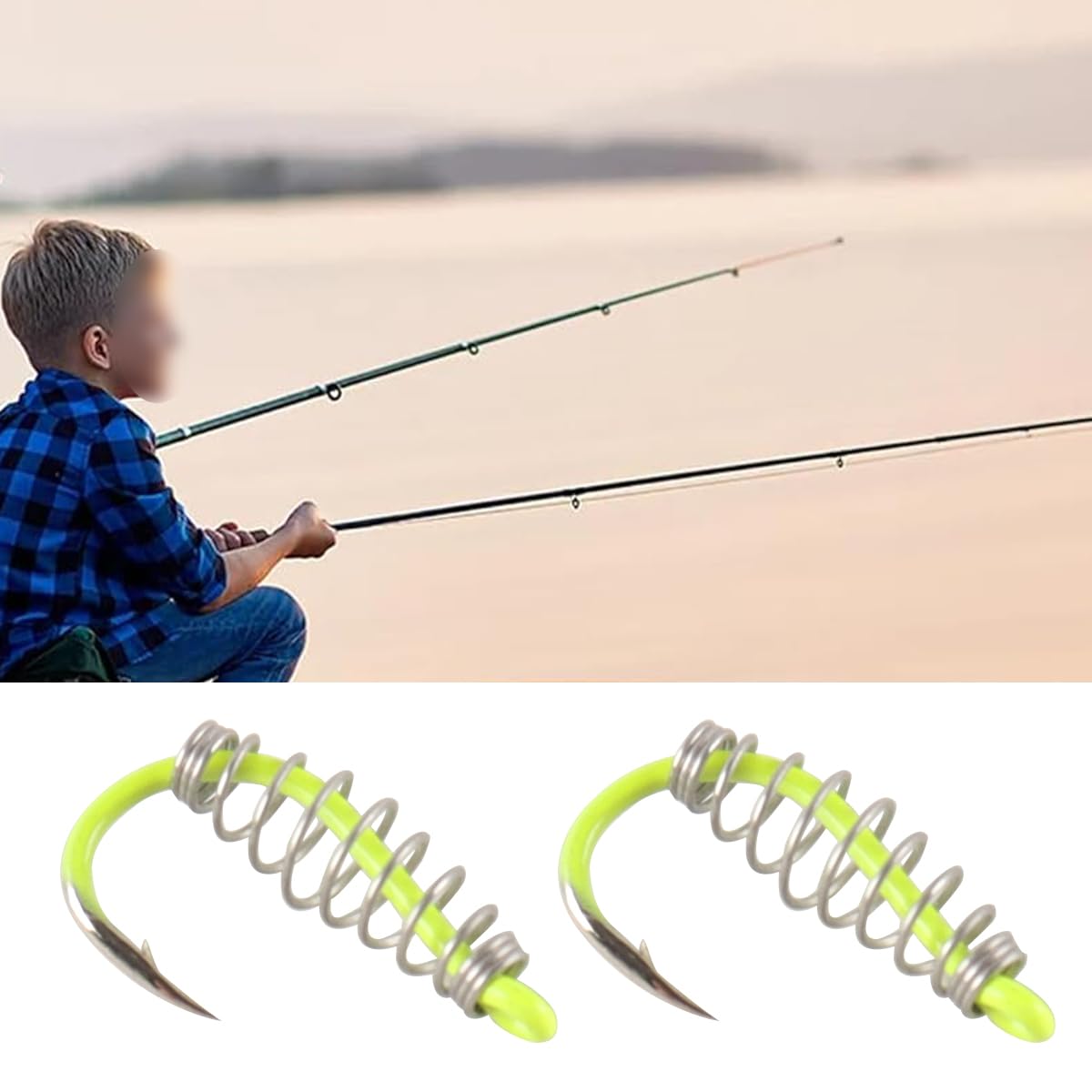Enwye Lot De 20 Hameçons à Ressort N°7 – Acier Carbone Fluorescent Avec Ardillon – Carpe, Truite, Eau Douce Et Salée – Résistance Jusqu'à 5 Kg