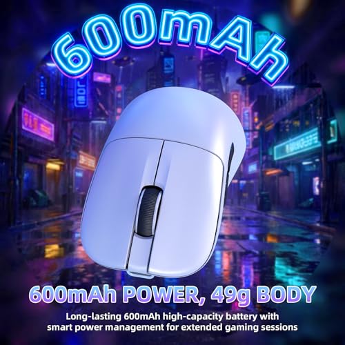 Image of MAGIC-REFINER AJ199 49g Superlight Wireless Gaming Mouse,BK3633 Tri-Mode BT /2.4G Wireless /Wired Mouse,24000 DPI,1000Hz Polling Rate,600mAh,Med Hand Size,5 Programmable Buttons for PC /Mac,White