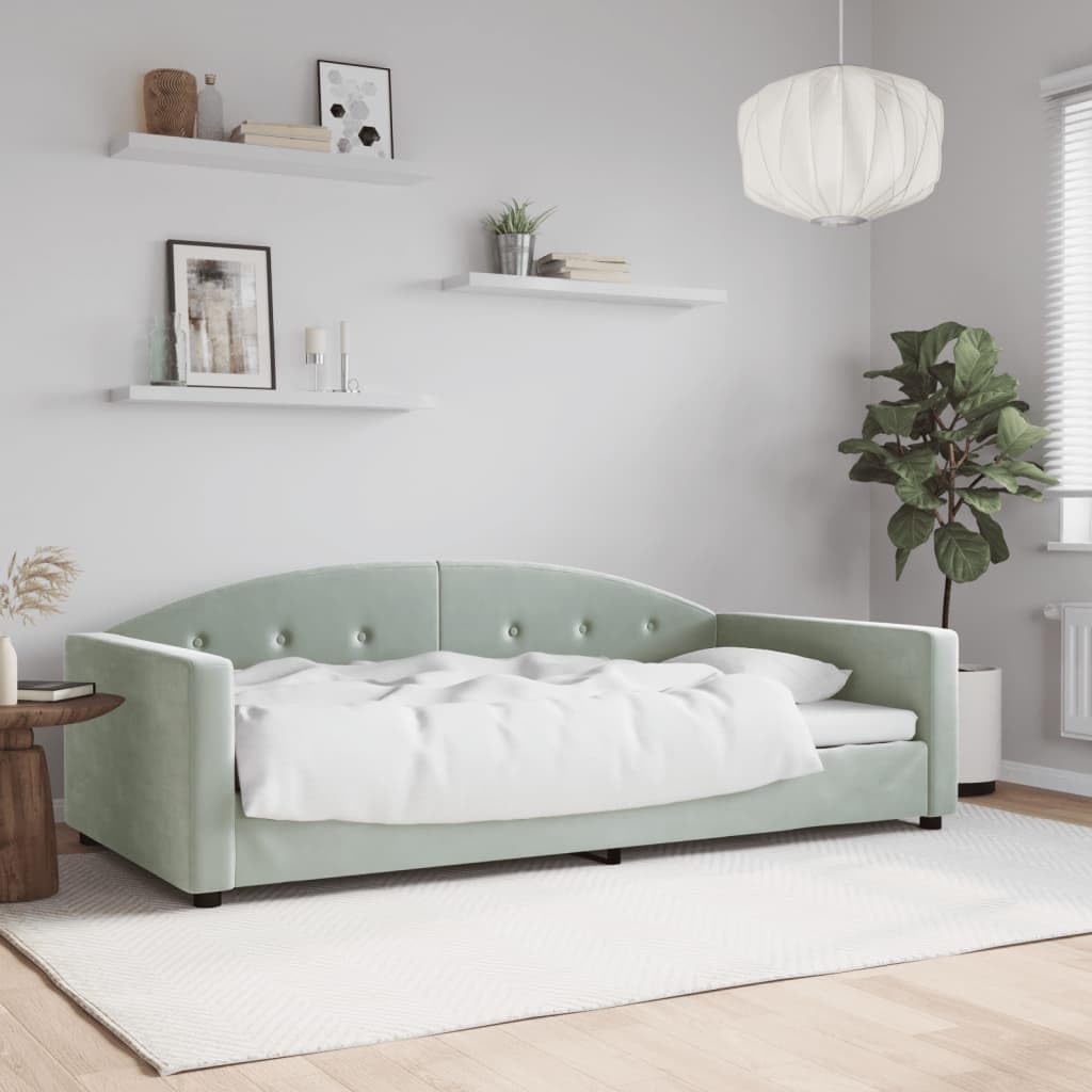 Velluto Trasformabile 2 in 1 Divano Letto Grigio Chiaro 100x200 cm