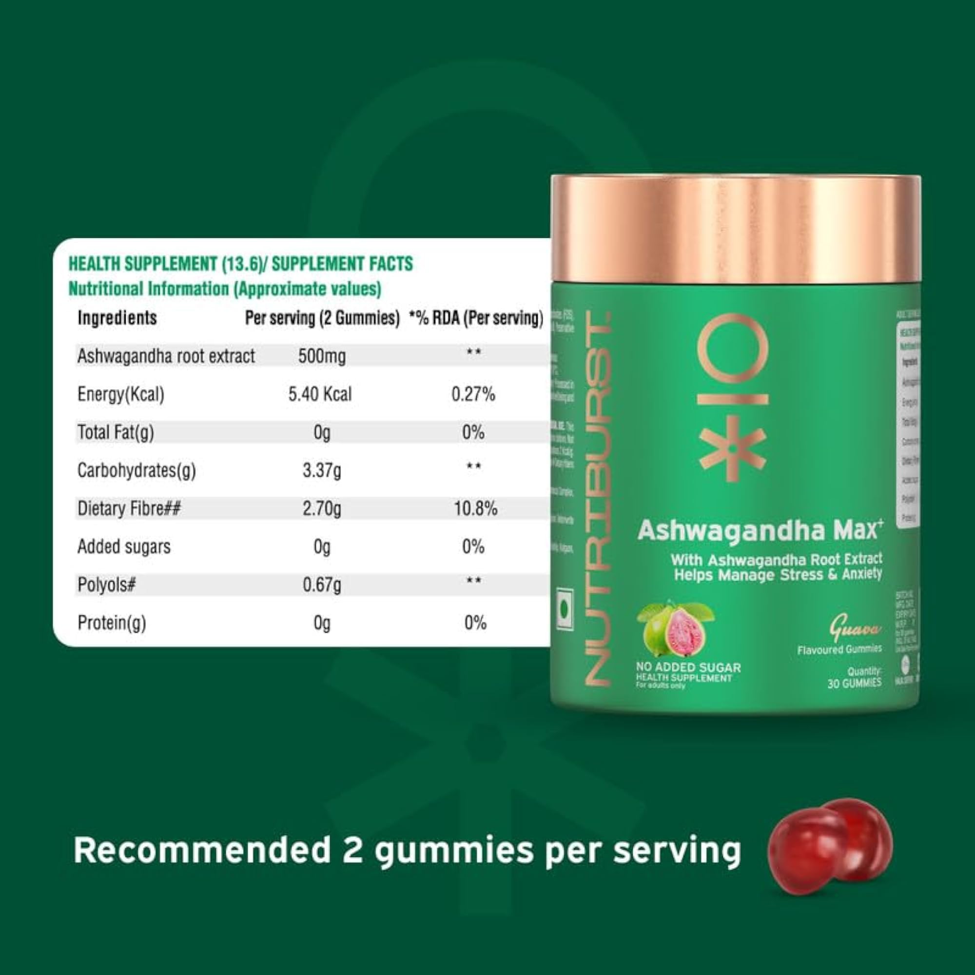 Nutriburst Ashwagandha Max 500mg Gummies for Stress Relief