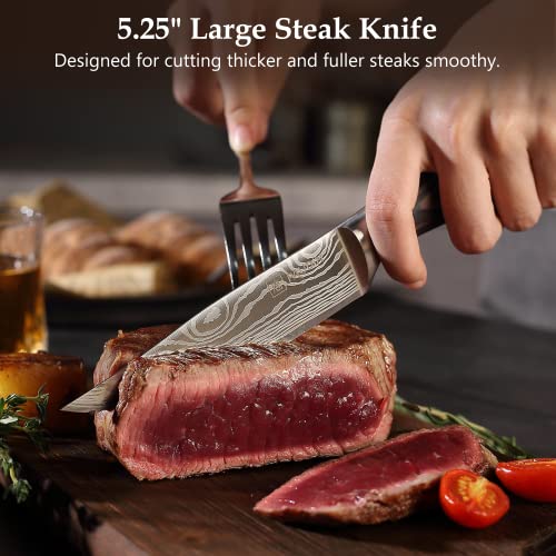 PAUDIN Steak Knives Set of 6, Kitchen Steak Knives 5.25 inch, High