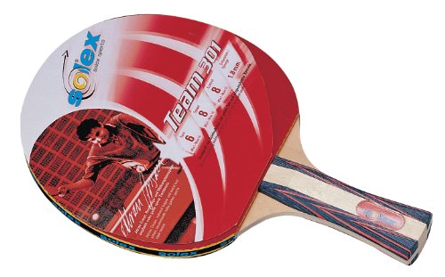 Solex Sports tafeltennisbatje TT Team 301 spons 1,8 mm rood zwart houten handvat vorm regular ITTF goedgekeurd
