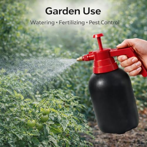 Image of MIKANIX Manual Pressure Spray Bottle for Gardening & Cleaning | Hand Pump Water Sprayer with Adjustable Nozzle | Multipurpose Plant Mister for Indoor & Outdoor (2L, Black)