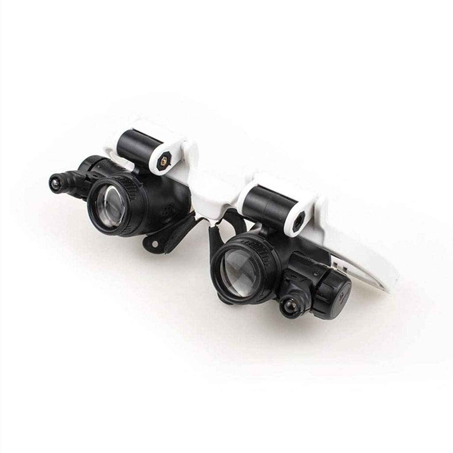 Lupa de Diadema Manos Libres con luz LED, Lupa con 2 Luces LED, Lentes Intercambiables 8X, 15X y 23X, para relojero, joyería, Lente óptica, Lupa de Cristal, Reloj.