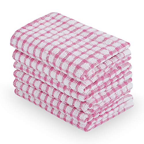 Sourcingmap Cotton Dish Cloths 38 x 27 cm Pack of 6 - Pink