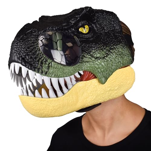 Maxx Action Interactive Dinosuar Helmet with Moving Jaw, Roars and Growls, Dinousaur Halloween Costume, Adjustable for Children and Adults